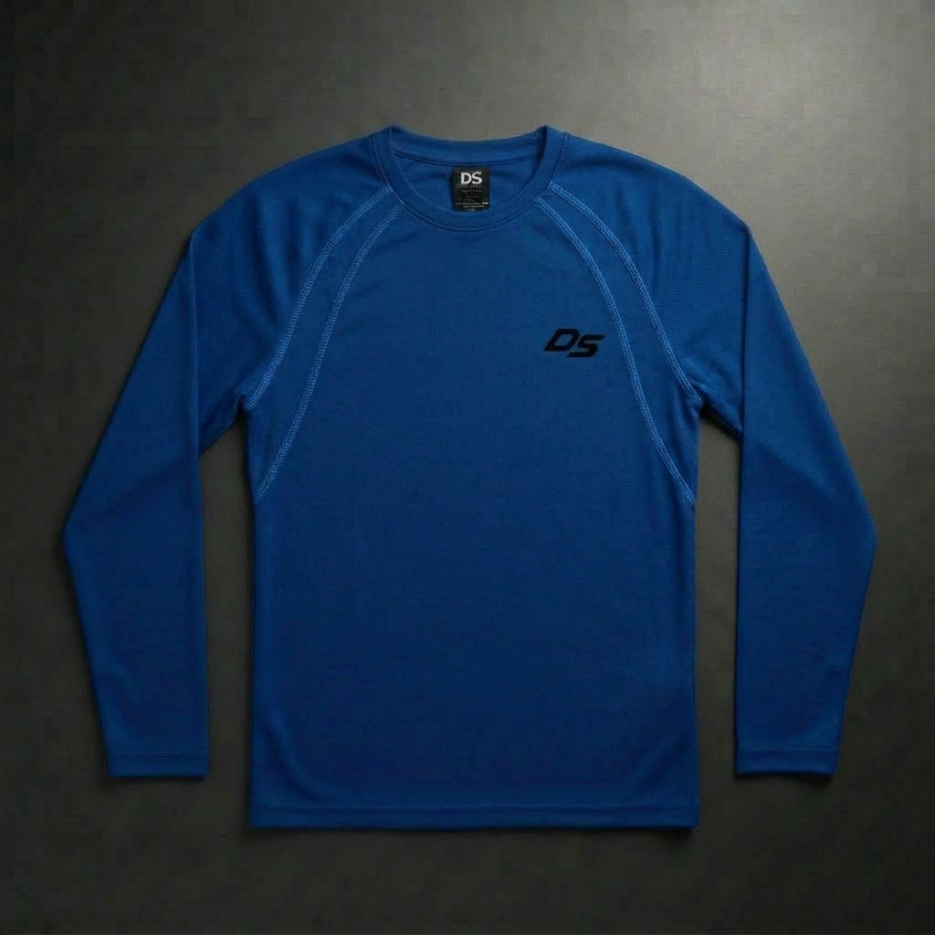Remera Ranglán Manga Larga Azul Francia Hombre
