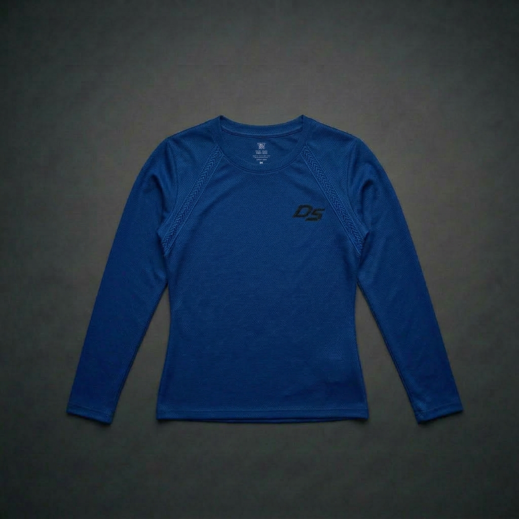 Remera Ranglán Manga Larga Azul Francia Mujer