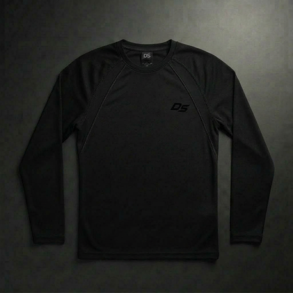 Remera Ranglán Manga Larga Negra Hombre